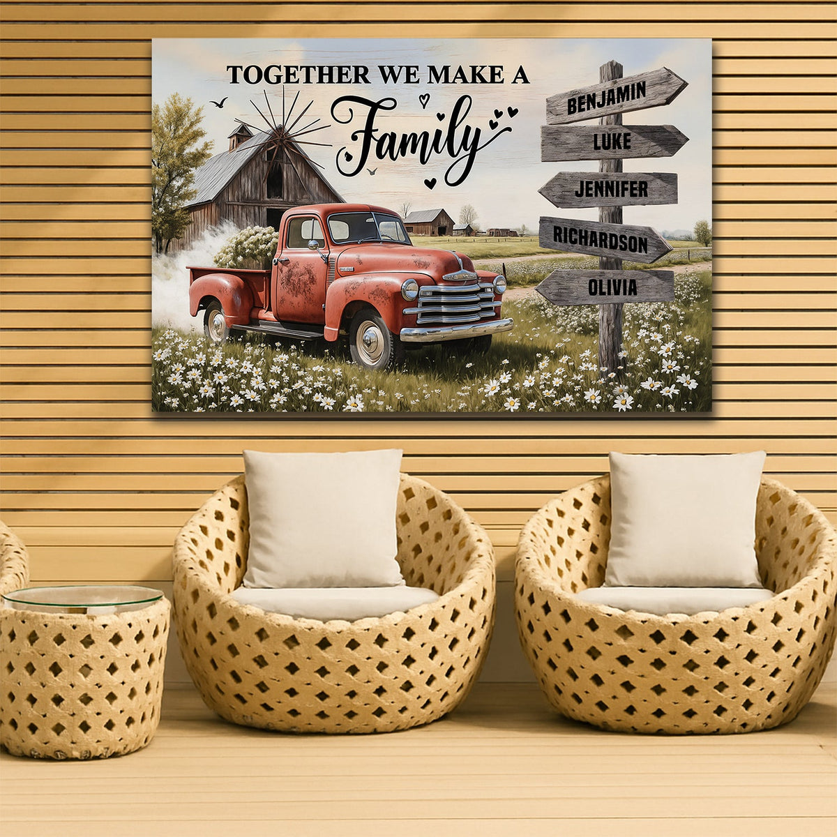 Personalized Family Farmhouse Old Truck Wall Art by Tailored Canvases