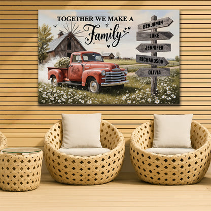 Personalized Family Farmhouse Old Truck Wall Art by Tailored Canvases