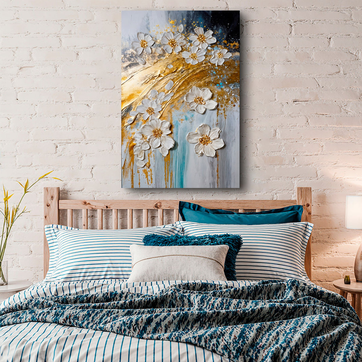 Abstract Gold Floral Wall Art by Tailored Canvases