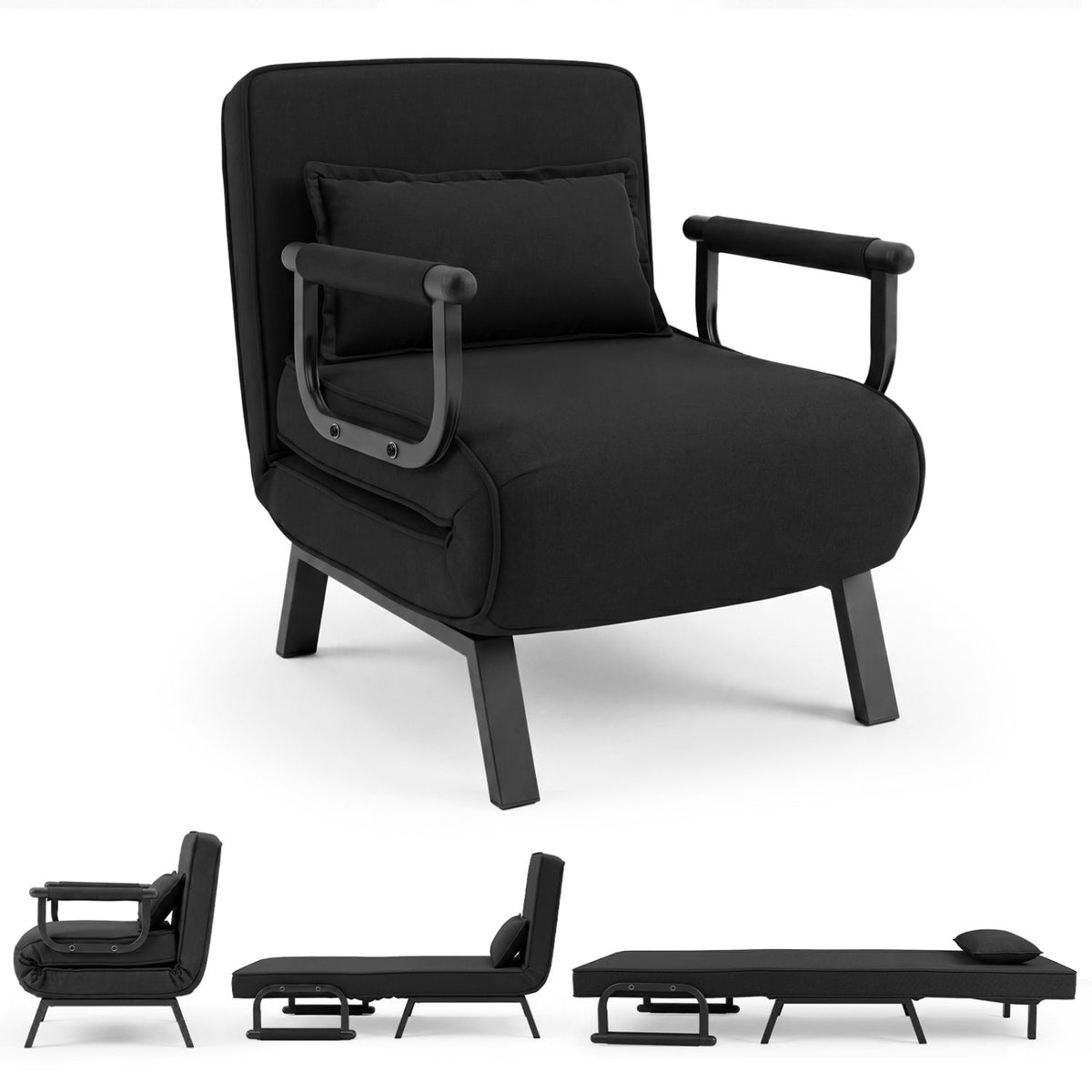 3-in-1 folding sofa bed chair with adjustable backrest by DirectDeals, view 5