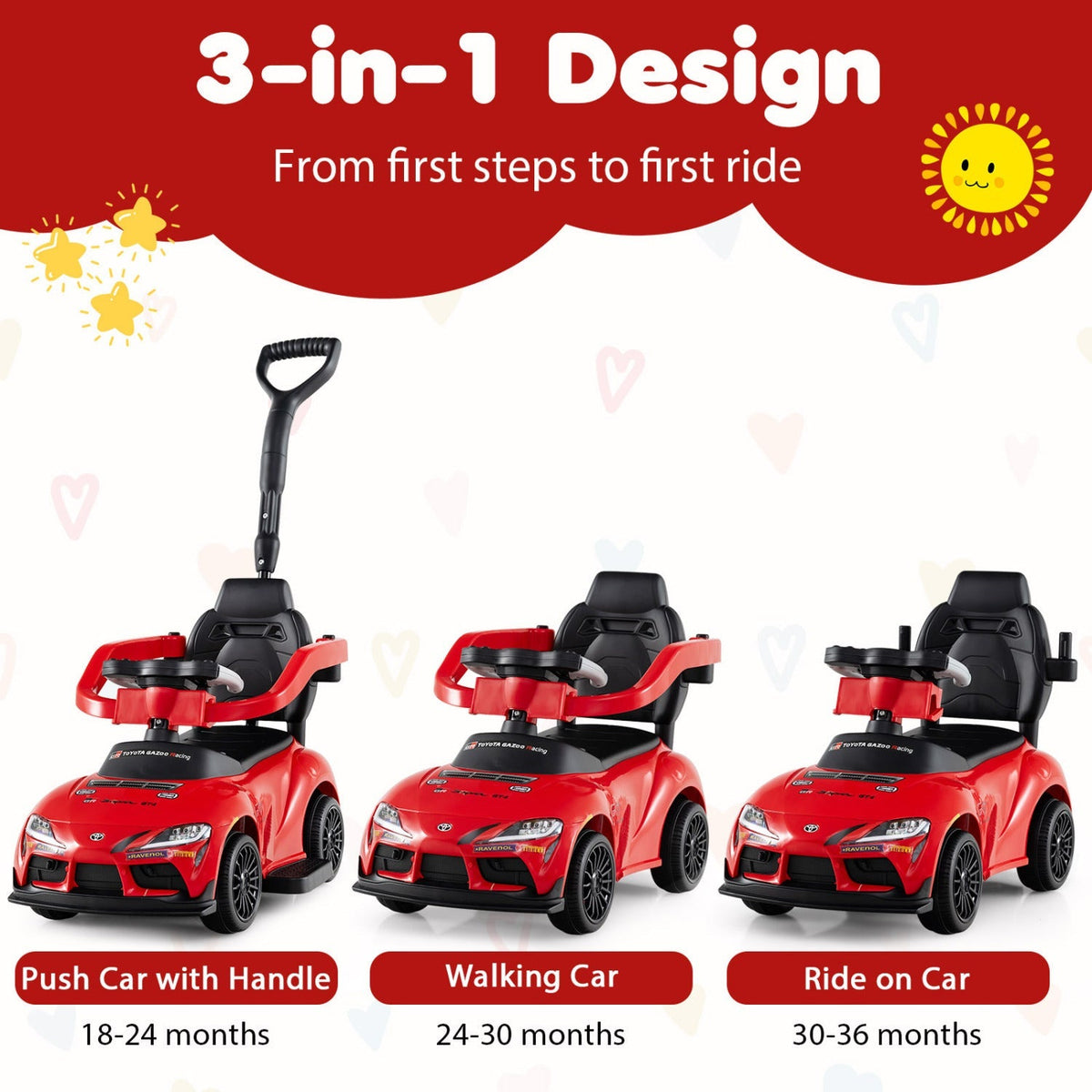 Toyota licensed 3-in-1 toddler push car by GBruno Store, view 16