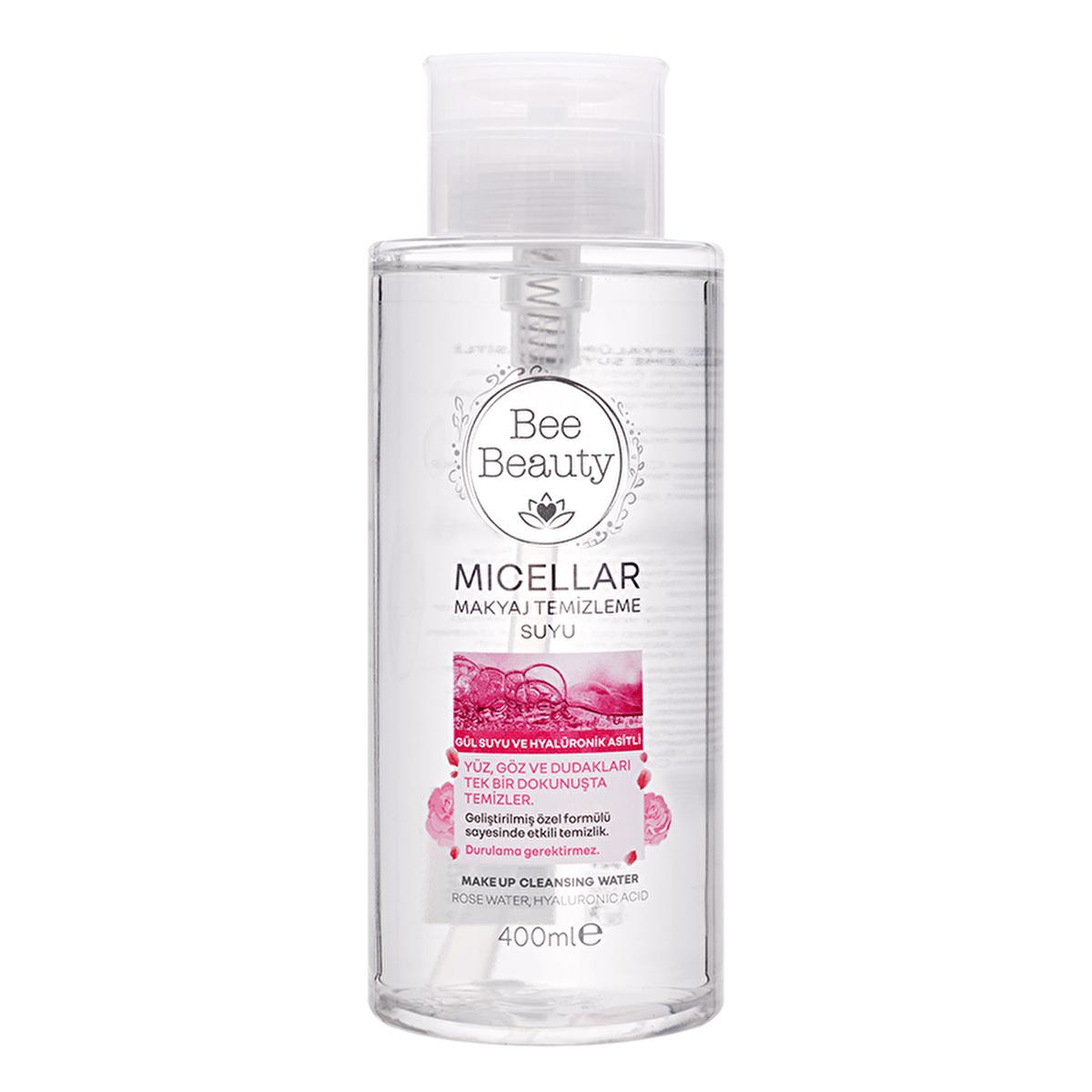 Bee Beauty Micellar Water - Rose & Hyaluronic Acid - Gentle Makeup Remover, Hydrating Face Cleanser, 400ml (13.53 fl oz) by Beauty Care Bag