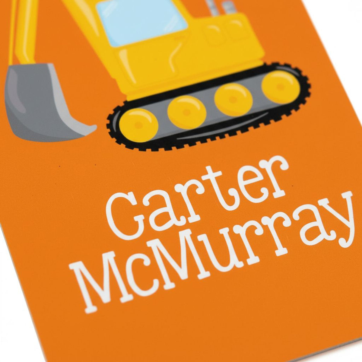 Boys Backpack Name Tag - Construction Equipment Backhoe School Bag Tag by Joyful Moose