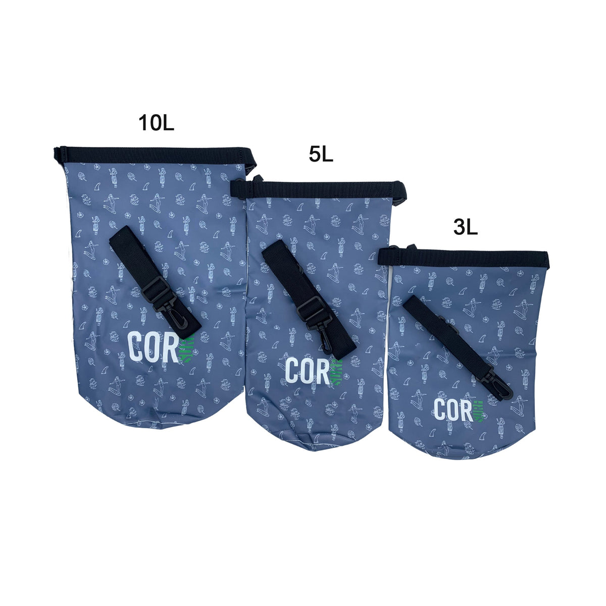 Dry Bags (Hawaiian Print): 3L, 5L, 10L, 15, and 3-Packs by COR Surf