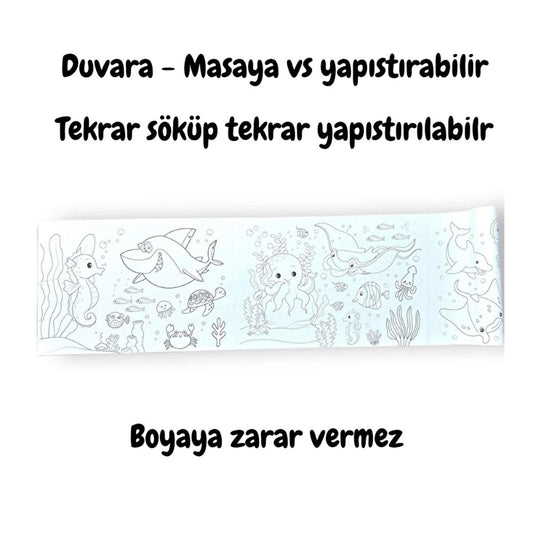 Lino reusable sticky Sea World coloring roll for kids