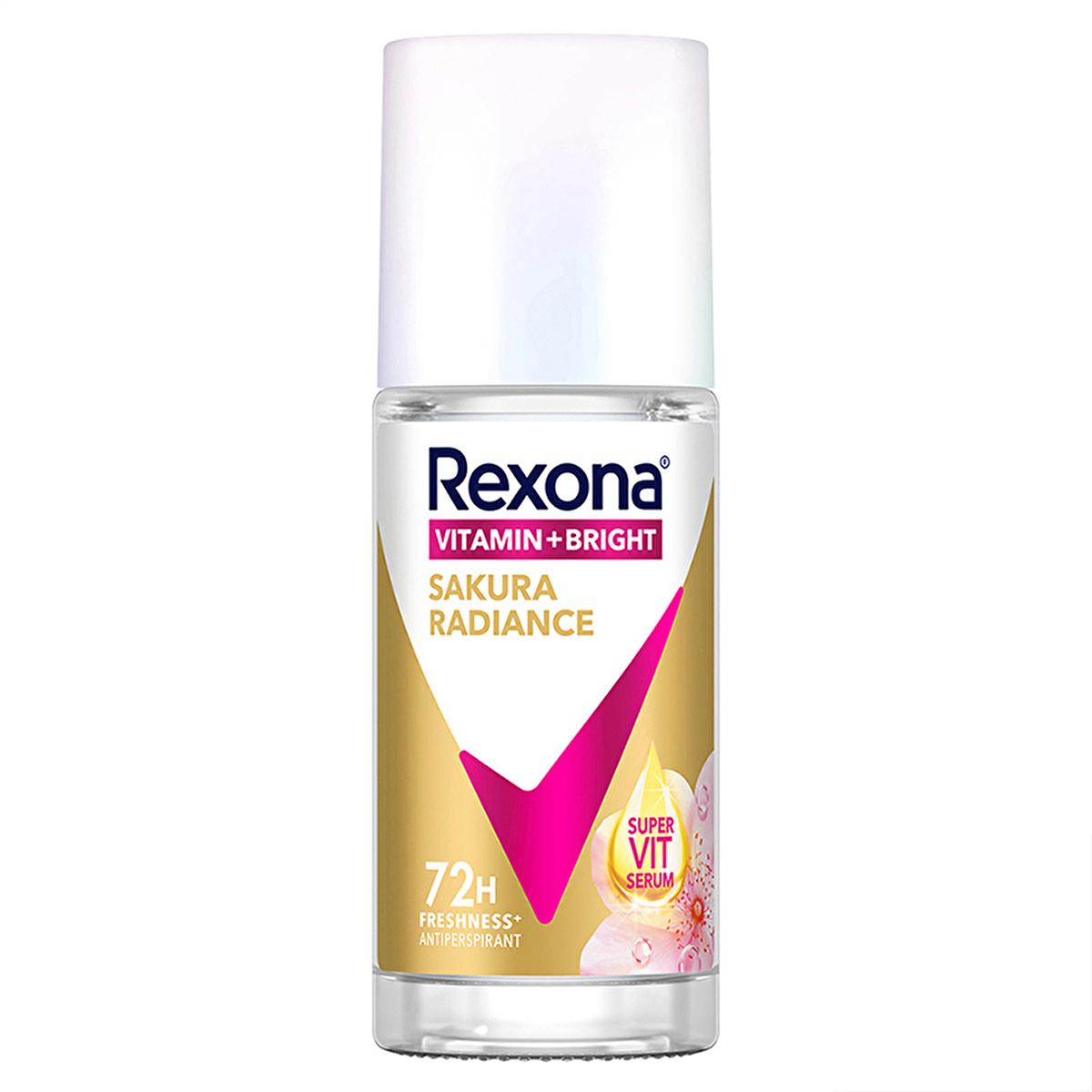Rexona Vitamin + Bright women's roll-on deodorant in glass packaging