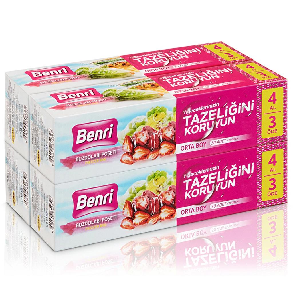 Benri Medium Food Storage Bags for Freshness 4 x 30 Pack by Beauty Care Bag
