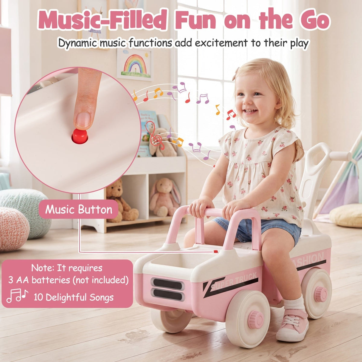 4-in-1 Ride On Push Car with Music and StorageRide On ToyTorqelo.com