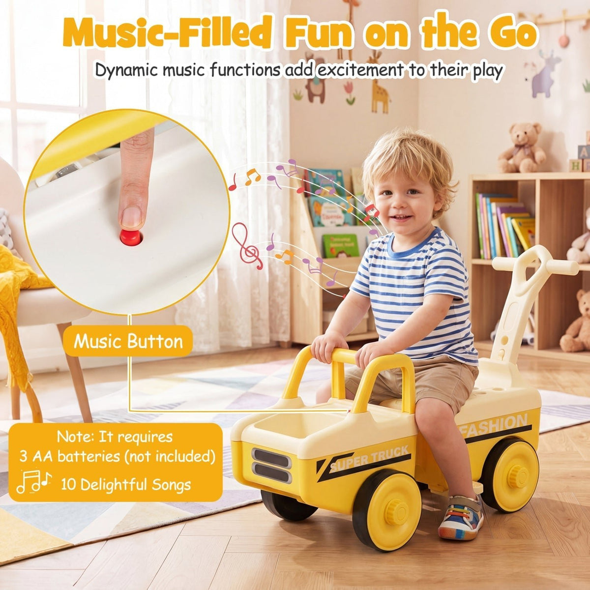 4-in-1 Ride On Push Car with Music and StorageRide On ToyTorqelo.com