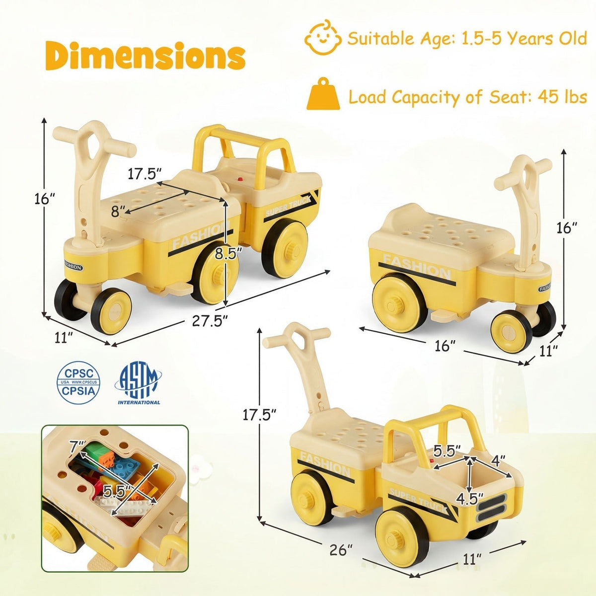 4-in-1 Ride On Push Car with Music and StorageRide On ToyTorqelo.com