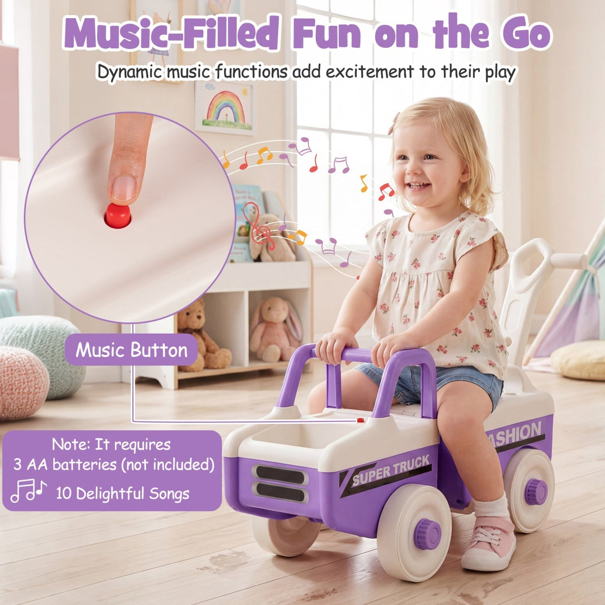 4-in-1 Ride On Push Car with Music and StorageRide On ToyTorqelo.com