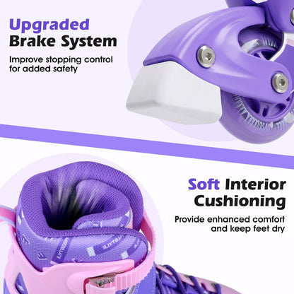 4-Size Adjustable Light-Up Kids Inline Skates for Kids Ages 7-9Torqelo.com