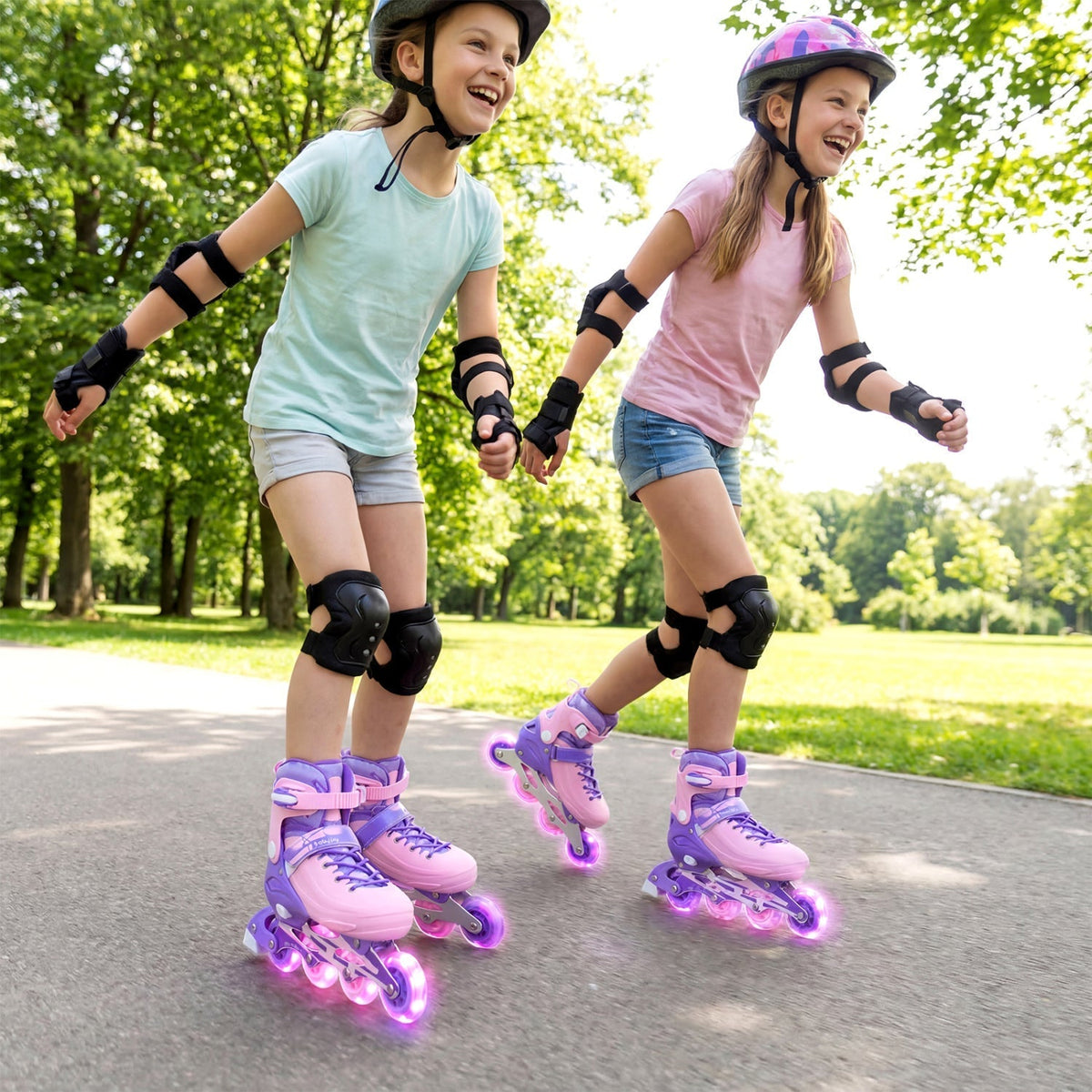 4-Size Adjustable Light-Up Kids Inline Skates for Kids Ages 7-9Torqelo.com