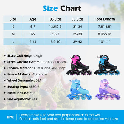 Adjustable kids inline skates for ages 7-9 by GBruno Store, view 7