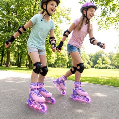 4-Size Adjustable Light-Up Kids Inline Skates for Kids Ages 7-9Torqelo.com