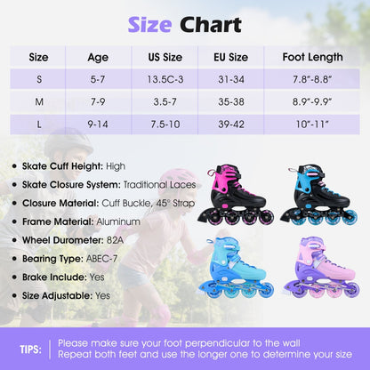 Adjustable kids inline skates for ages 9-14 by GBruno Store, view 12
