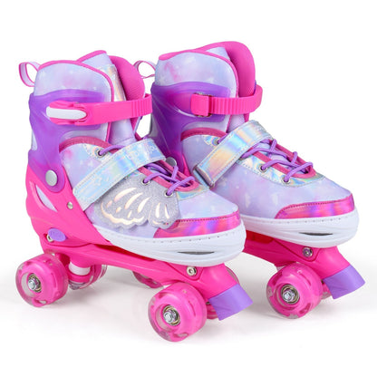 Adjustable light-up kids roller skates in pink or blue by GBruno Store
