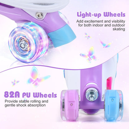 4 Sizes Adjustable Kids Roller Skates for Toddlers Ages 9-14 with 4 Light-up WheelsTorqelo.com