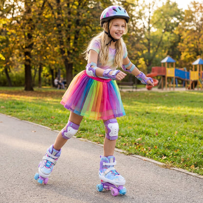 Adjustable light-up kids roller skates in pink or blue by GBruno Store, view 10