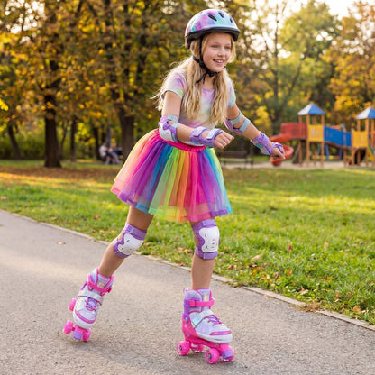 Adjustable light-up kids roller skates in pink or blue by GBruno Store, view 3