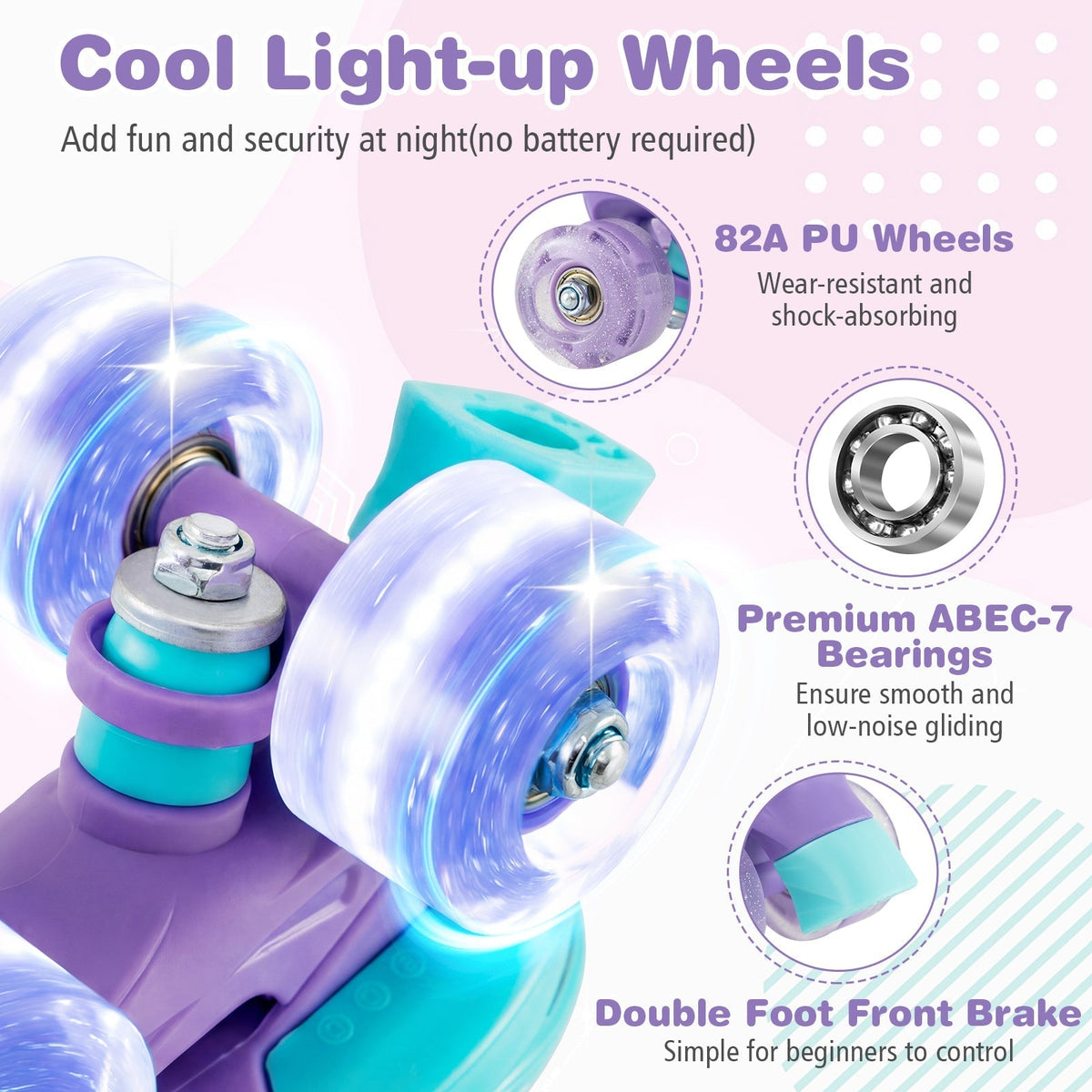 Purple graffiti kids roller skates, size S, by GBruno Store, view 7