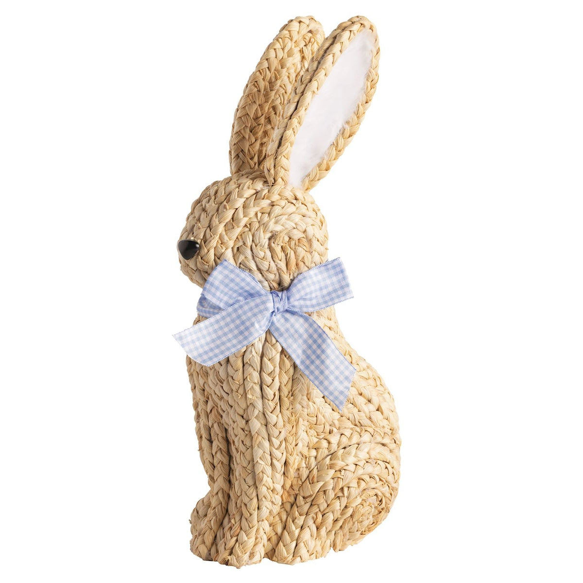 Woven Corn Husk Bunny with Gingham Bow by Rust & Cinder