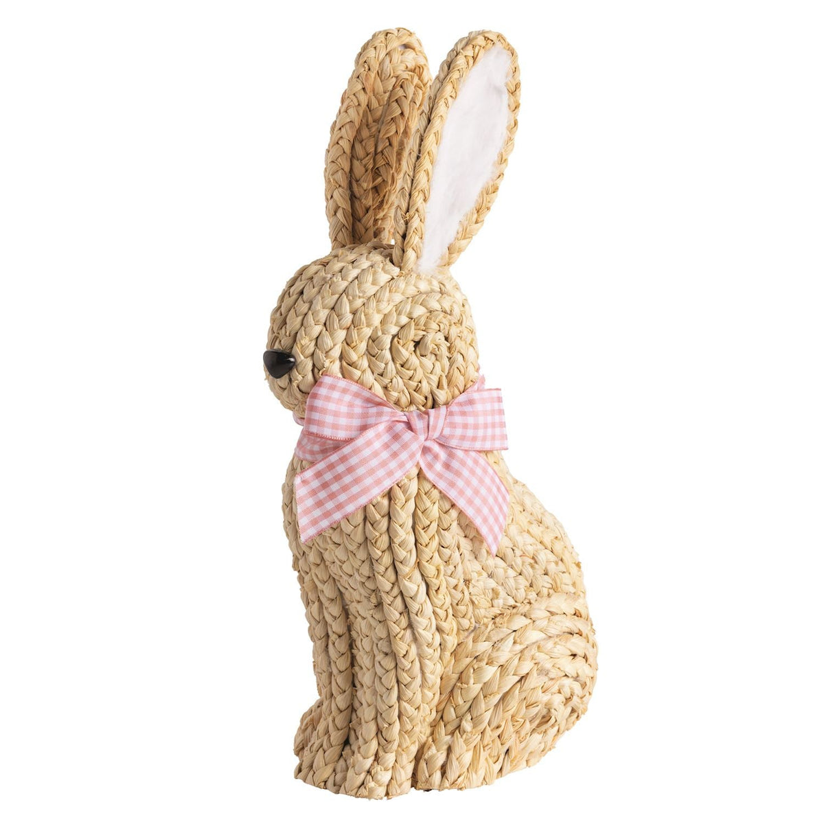 Woven Corn Husk Bunny with Gingham Bow by Rust & Cinder