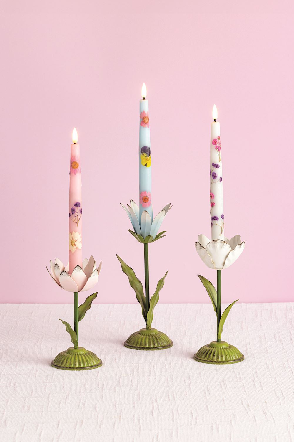 Metal Flower Taper Candle Holder by Rust & Cinder