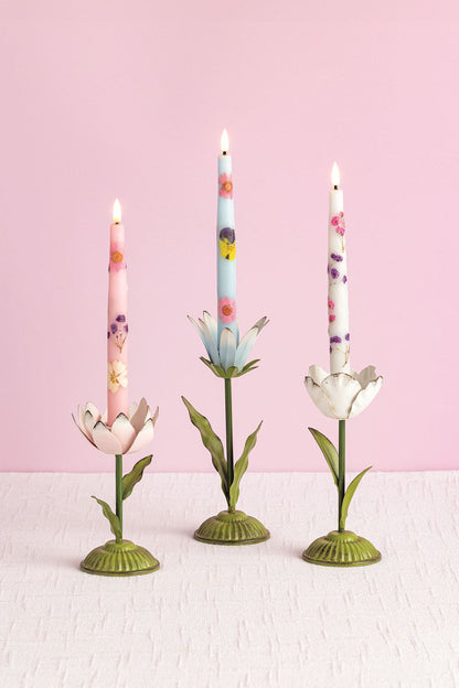Metal Flower Taper Candle Holder by Rust & Cinder