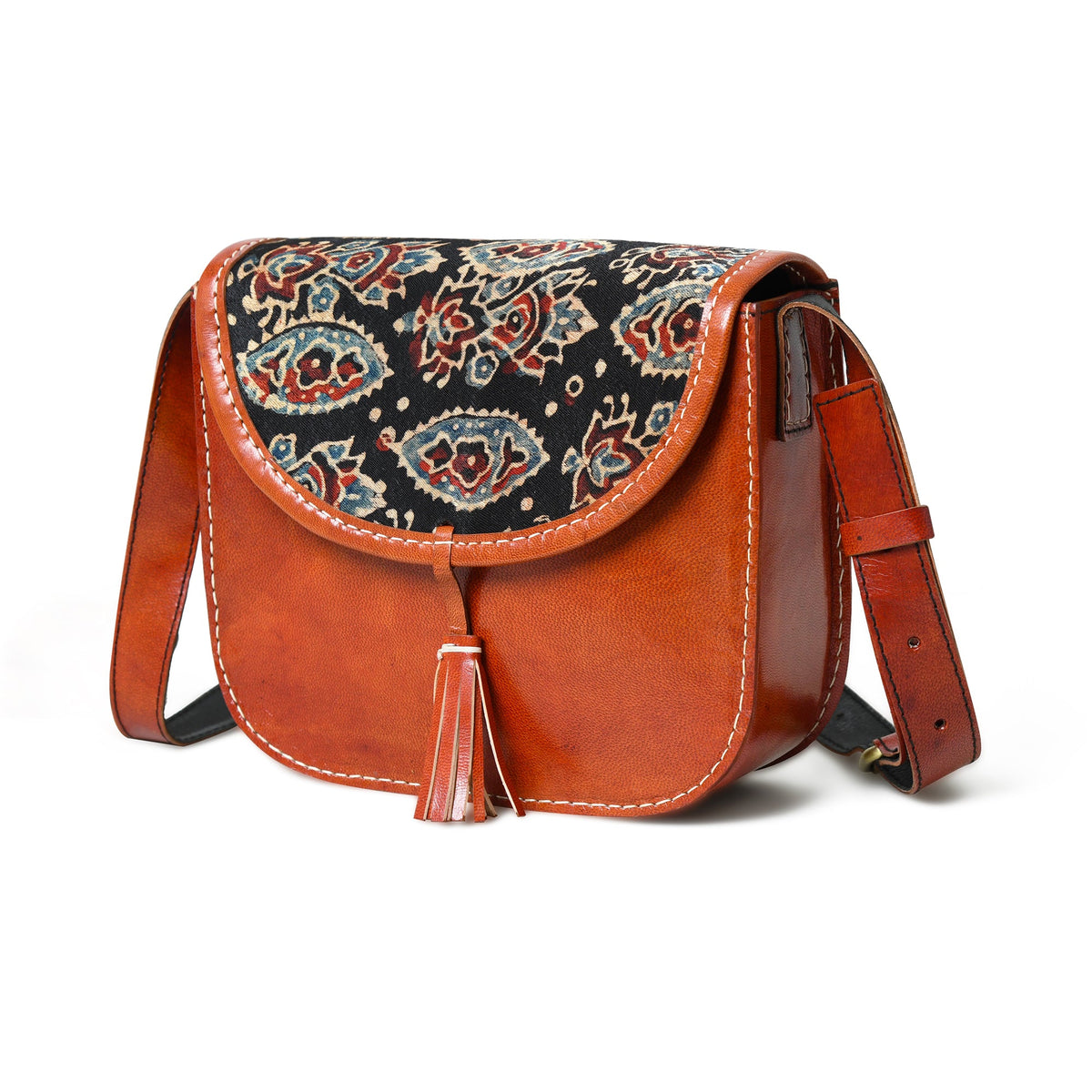 Astounding Ajrakh Ethnic Satchel by Classy Leather Bags