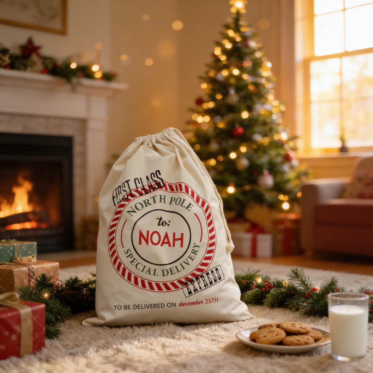 Santa Bag - Personalized Santa Bags - Custom Santa Bag by Joyful Moose
