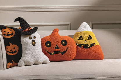 Candy Corn LED Halloween Throw Pillow by Rust & Cinder