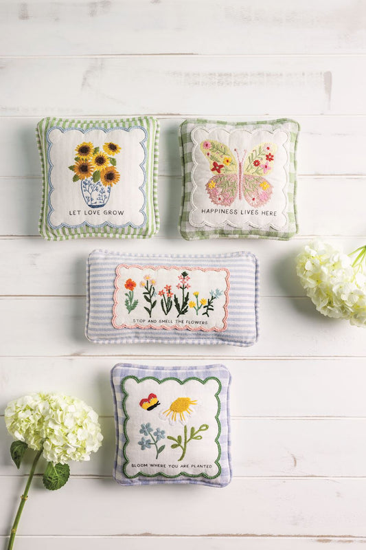 Embroidered Floral Mini Accent Pillow by Rust & Cinder