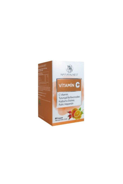 Naturalnest Vitamin C Supplement - 1000mg per 2 Capsules, 60 Count - Immune System Support & Antioxidant Supplement by Beauty Care Bag