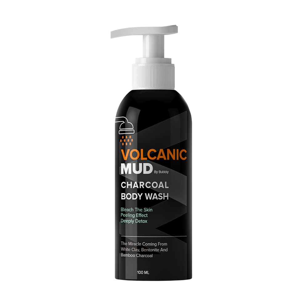Volcanic Mud by Bubbly Charcoal Body Wash, Volcanic Mud Body Wash, Lightening and Dark Spot Corrector, 3.38 Fl Oz by Beauty Care Bag