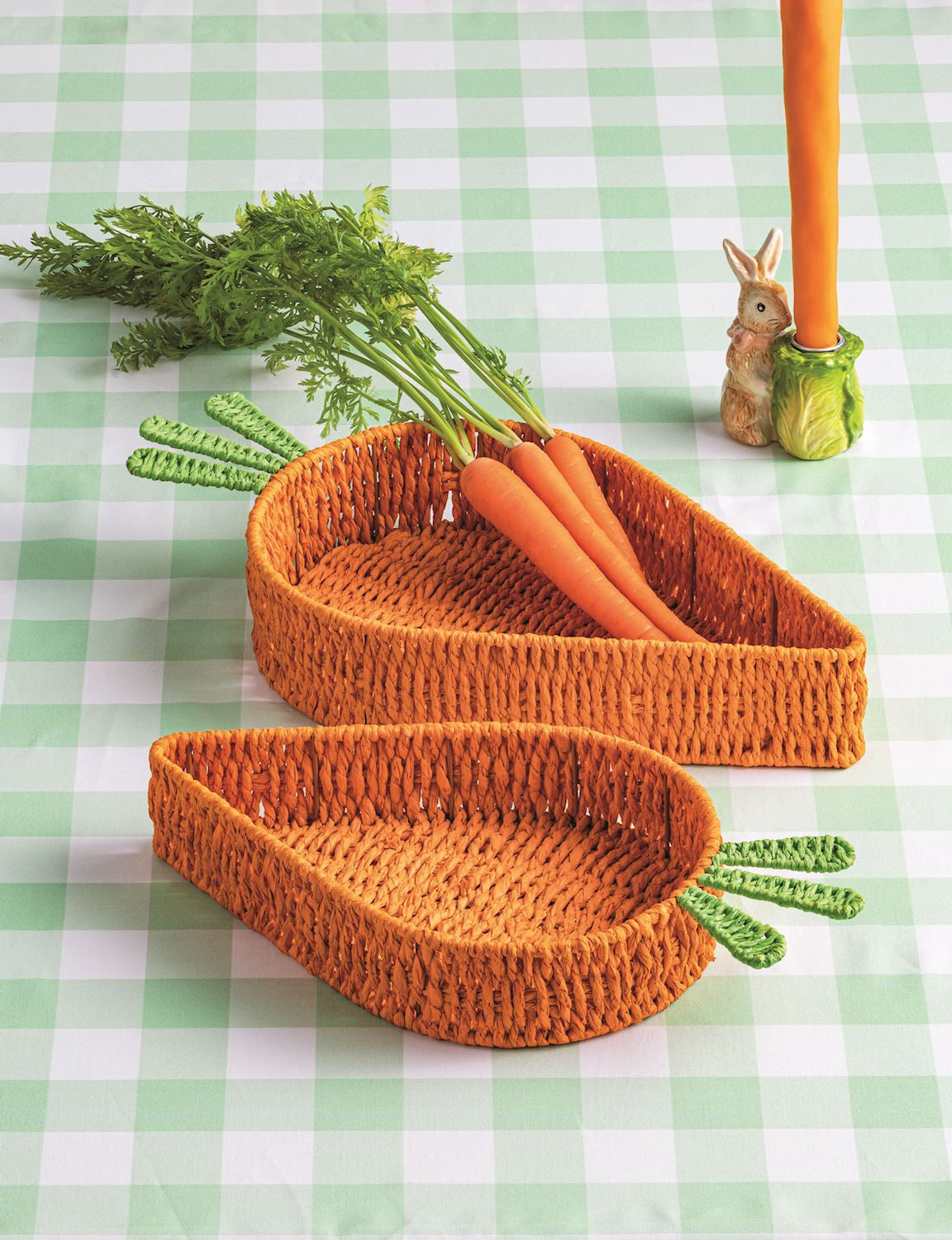 Woven Carrot Paper Rope Nested Basket Tray (Set of 2) by Rust & Cinder