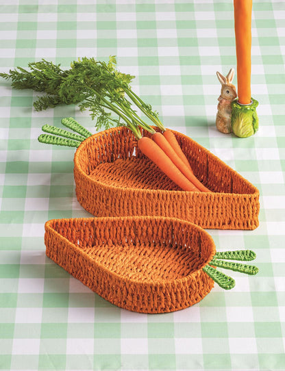 Woven Carrot Paper Rope Nested Basket Tray (Set of 2) by Rust & Cinder