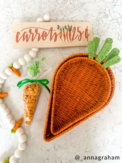 Woven Carrot Paper Rope Nested Basket Tray (Set of 2) by Rust & Cinder