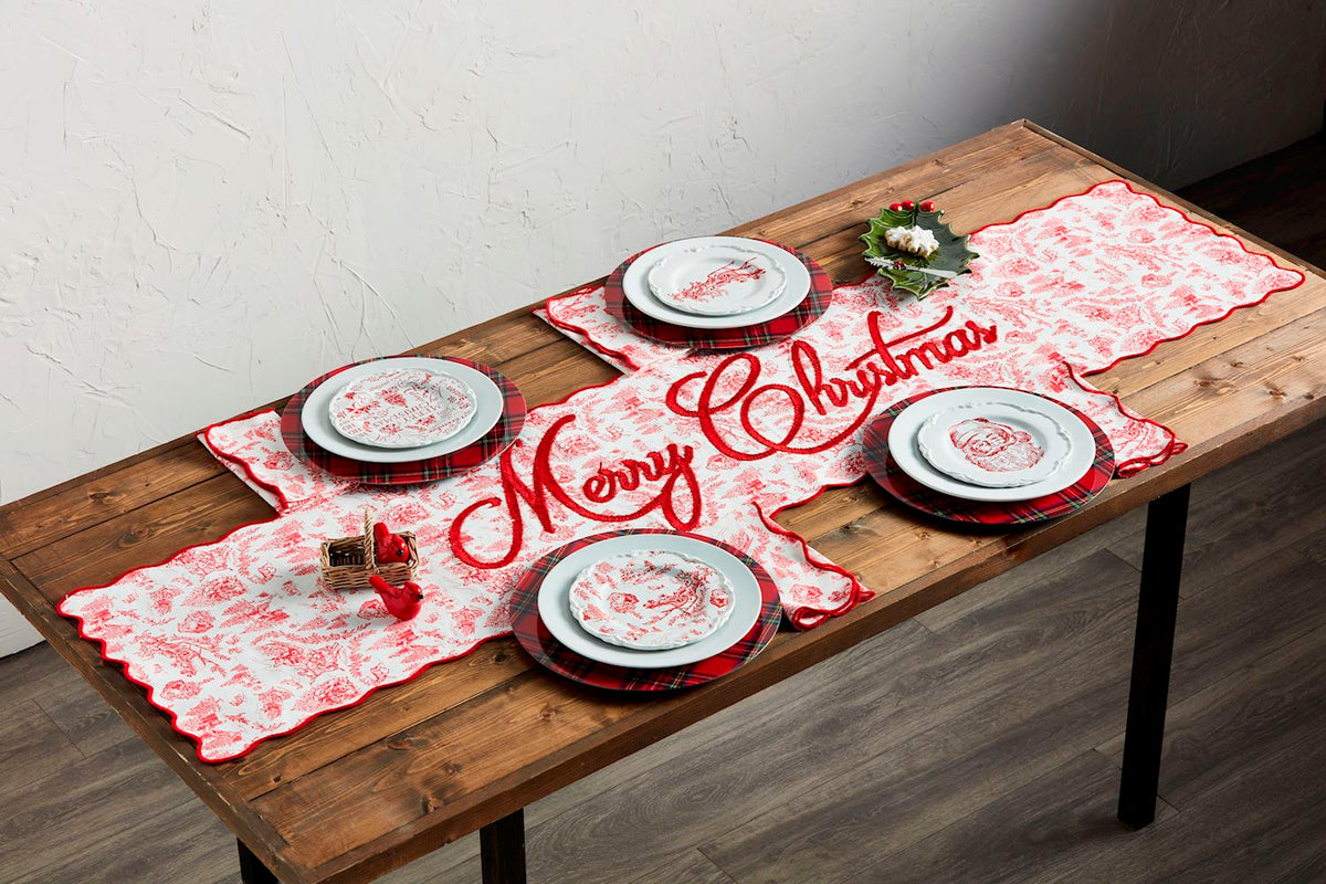 Red Santa's Sleigh Toile Dessert Plate by Rust & Cinder