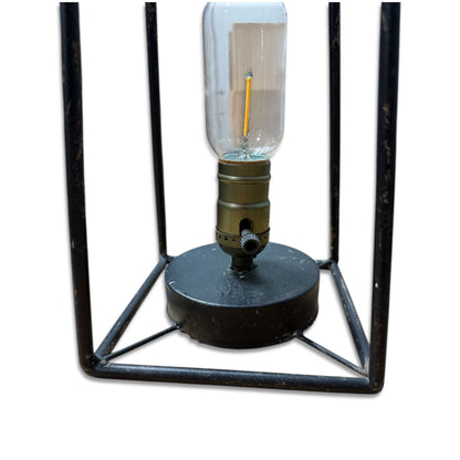 Black Iron Tabletop LED Lantern | Battery-Operated with Timer by Rust & Cinder