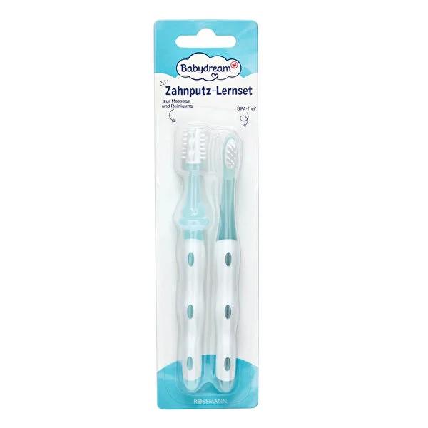 Babydream Baby Toothbrush Training Set 2 Piece - Soft & Ergonomic Design for Infants & Toddlers, Natural & Vegan Oral Care by Beauty Care Bag