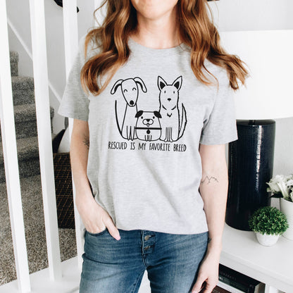 Rescued Is My Favorite Breed Dog Tshirt – Soft Bella Canvas Tee For Dog Lovers by Joyful Moose