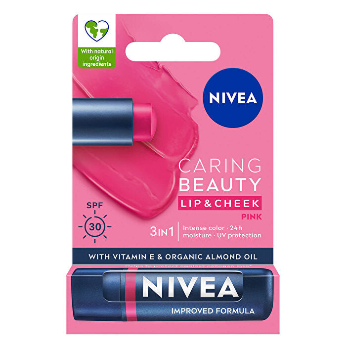 Nivea colored lip care cream in pink, SPF 30, 0.17 oz