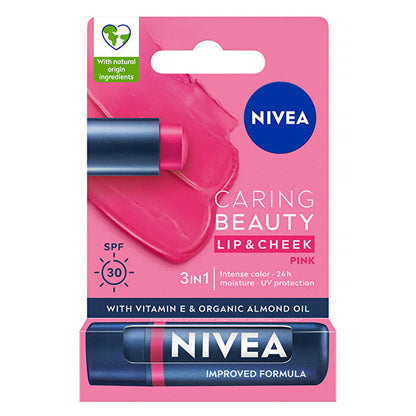 Nivea colored lip care cream in pink, SPF 30, 0.17 oz
