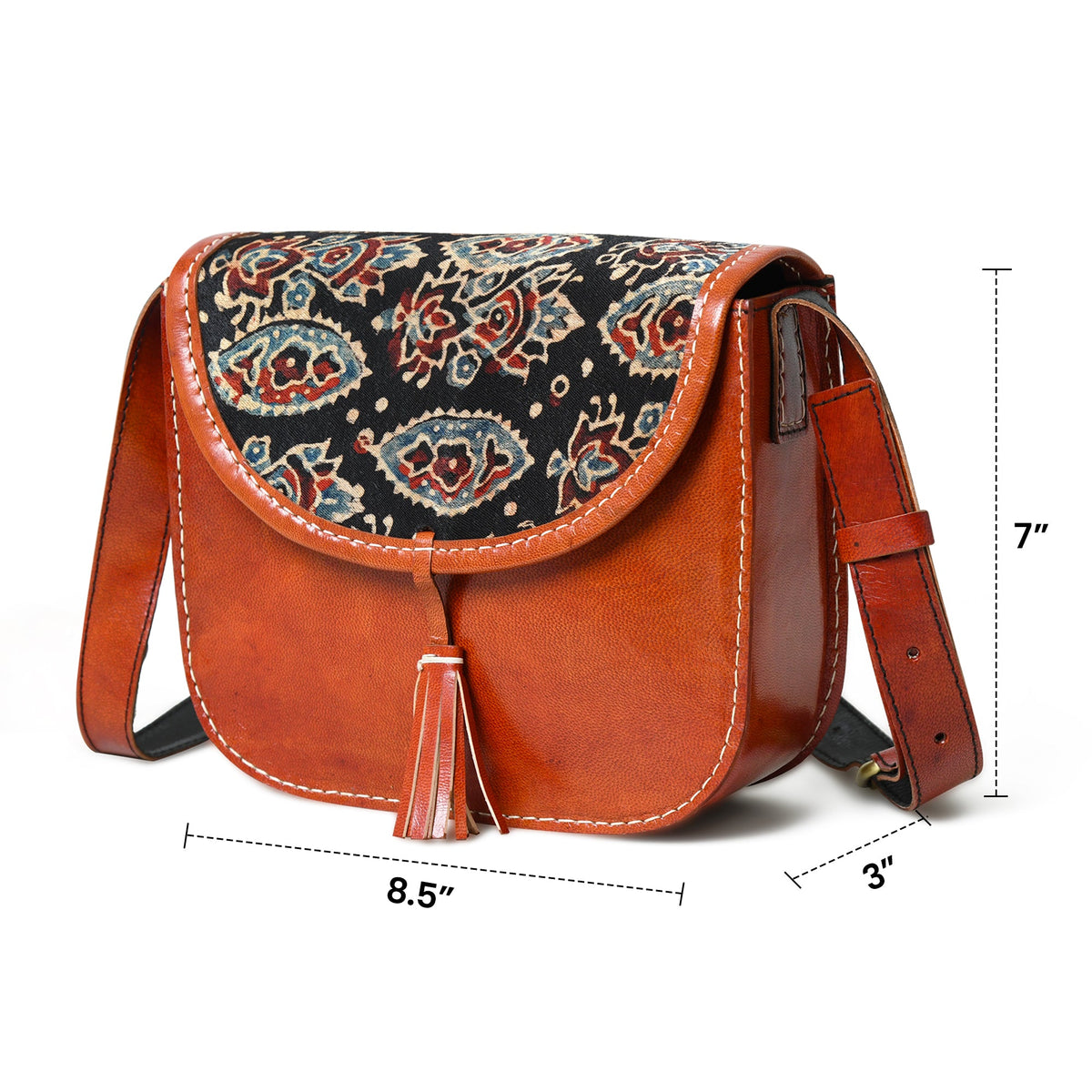 Astounding Ajrakh Ethnic Satchel by Classy Leather Bags