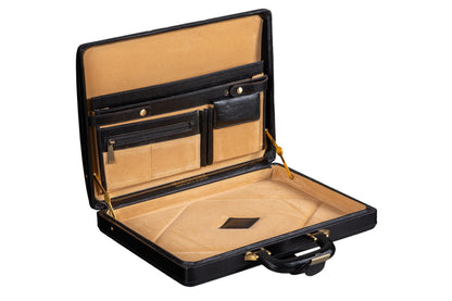 Leather Executive Men's Leather Attache Briefcase - Black by Classy Leather Bags