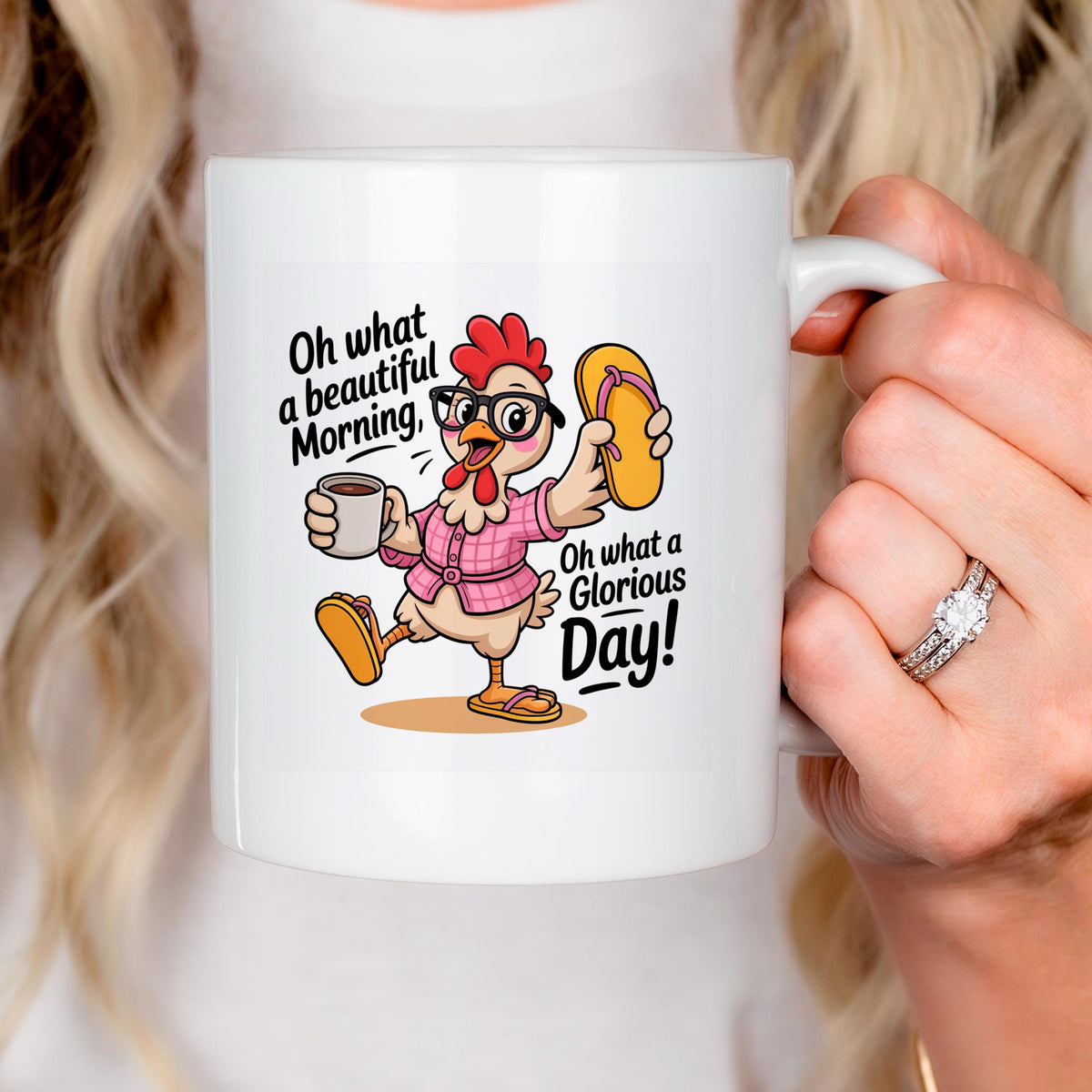 Funny Chicken Mug - Ceramic Coffee Mug, Microwave Safe Morning Cup by Joyful Moose