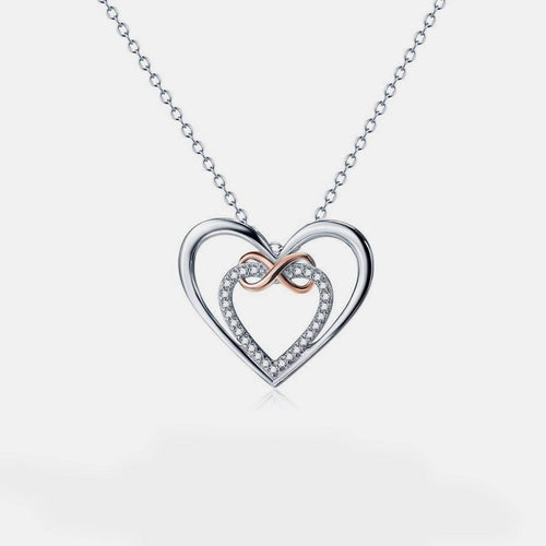 Heart Shape Inlaid Zircon 925 Sterling Silver Necklace for Women by Mauve Tuna