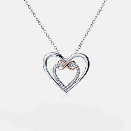 Heart Shape Inlaid Zircon 925 Sterling Silver Necklace for Women by Mauve Tuna