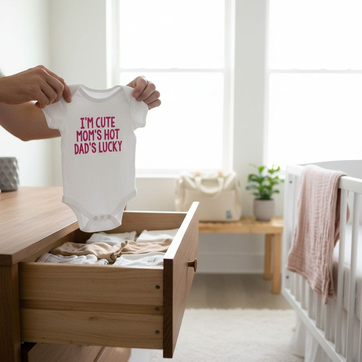 Funny Baby Girl Shirt - Newborn Baby Girl Gift - New Baby Girl Pink Outfit - Cute Hot Lucky by Joyful Moose